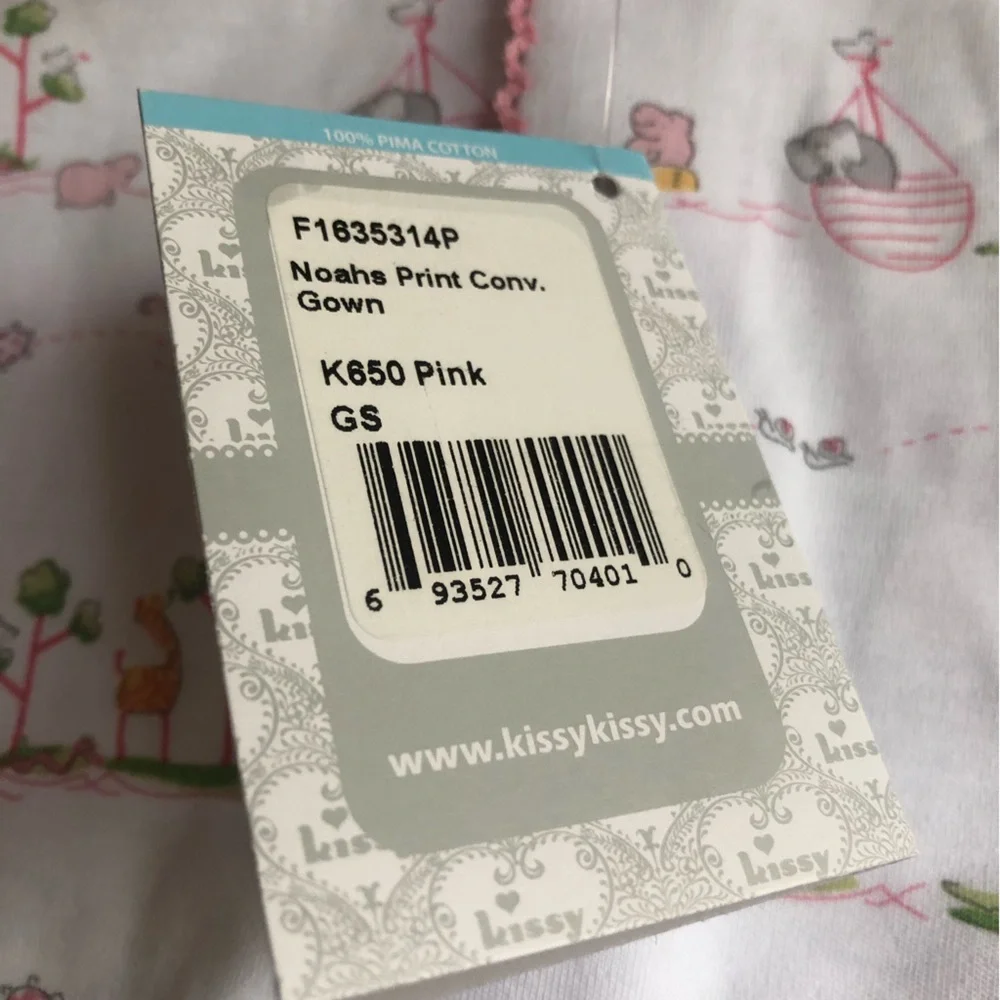 New w Tag: Kissy Kissy Noahs Print Convertible Gown. Size 0 to 6 months